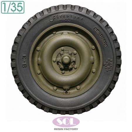 U.S. 1/4 ton Truck Combat Wheel Tires (Tamiya)