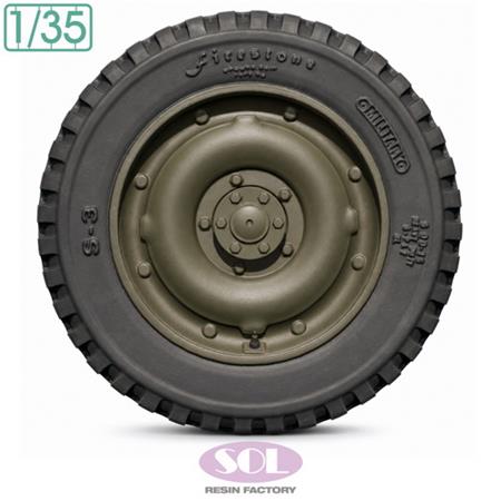 U.S. 1/4 ton Truck Combat Wheel Tires (Tamiya)
