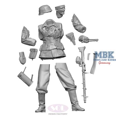 WWII German Infantry MG34 Gunner 1:16