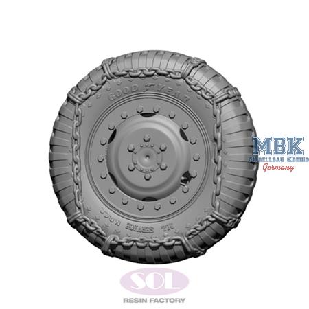 WWII U.S.Army M8 Combat Wheel Tires w/chain (1:16)
