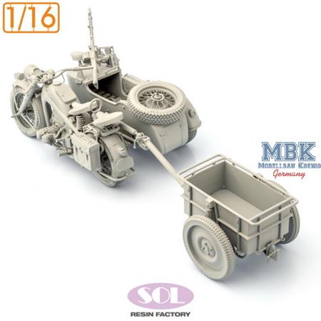 Zündapp KS750 motorcycle & Sidecar+Anhänger (1:16)