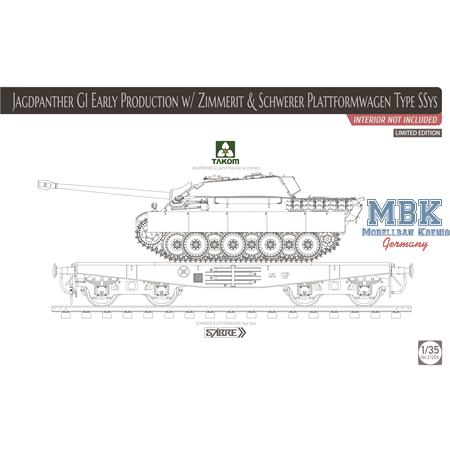 Jagdpanther G1 w/ Zimmerit + schw. Plattformwagen