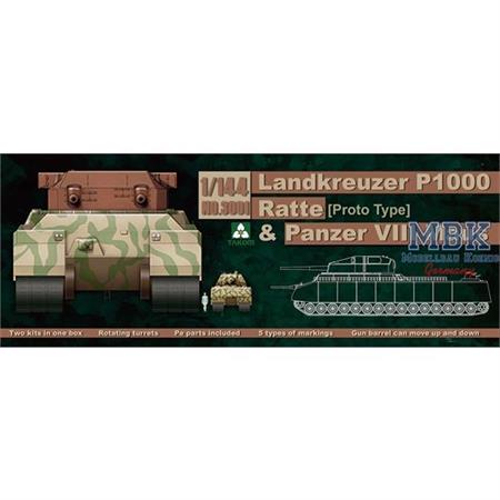 Landkreuzer P1000 Ratte + 2x Panzer  Maus 1:144