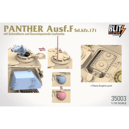 Panther Ausf.F Schmalturm, gummispar. Laufrollen