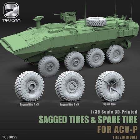 Sagged tires + spare tire for ACV-P 3D-Print