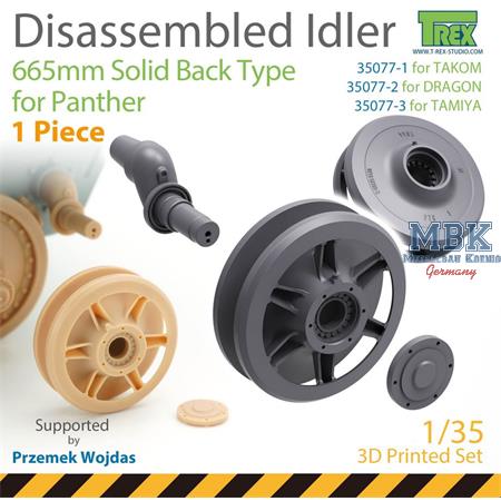 Disassembled Panther Idler 665mm Solid Back Takom