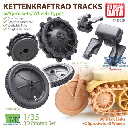 Kettenkrad Tracks w /Sprockets, Wheels Type 1