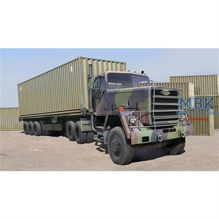 M915 Tractor with M872 Flatbed trailer & 40ft Cont