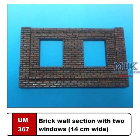 Brick wall section with two windows