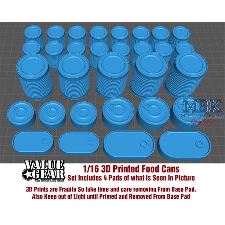 Food Cans - 3D Printed  (1:16)