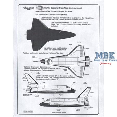 Space Shuttle Tile Codes and Names