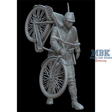 Japanese soldier with a bicycle