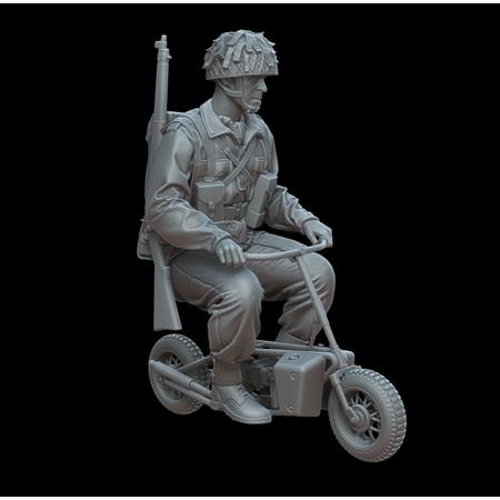 British paratrooper riding a Welbike