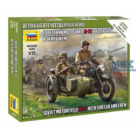 1:72 Soviet Motorcycle M-72 w/sidecar + Crew WWII