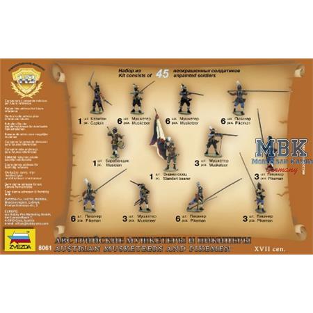 Austrian Musketeers and Pikemen XVII century AD