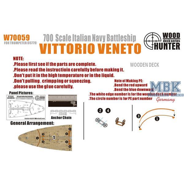 Hunter 1/700 W70059 Wood deck Italian Vittorio Veneto for Trumpeter 