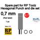 Hexagonal Punch and die set - Spare part 0,7mm